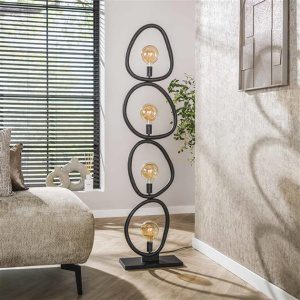 Vloerlamp Pebble 4-lichts / Artic zwart