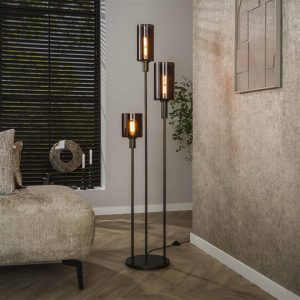 Vloerlamp Sepiora getrapt 3-lichts / Sienna brown