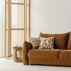 FAYDEN KUSSENS CHENILLE BRUIN/NATUREL - SET VAN 3