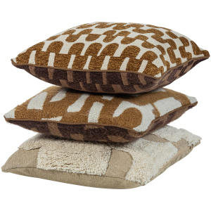 FAYDEN KUSSENS CHENILLE BRUIN/NATUREL - SET VAN 3