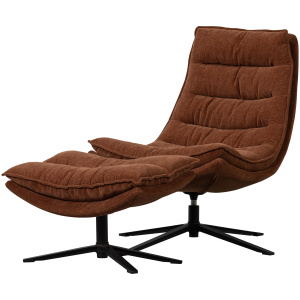 KUBE DRAAIFAUTEUIL MET HOCKER BRUIN