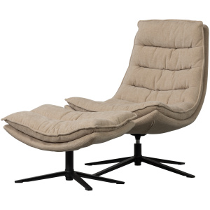 KUBE DRAAIFAUTEUIL MET HOCKER NATUREL