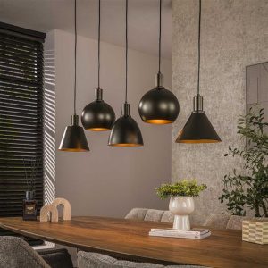Hanglamp Metallo mix 5-lichts / Sienna bruin