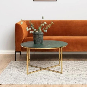 Showroommodel, zelf afhalen! Salontafel Alisma ø80cm - groen marmer/goud