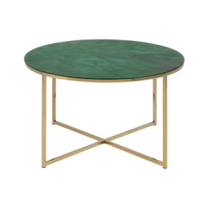 Showroommodel, zelf afhalen! Salontafel Alisma ø80cm - groen marmer/goud
