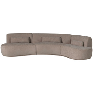 BATAVIER HALF RONDE BANK 6-ZITS VELVET ZAND MELANGE