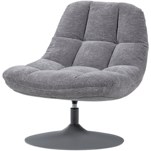 ELVI DRAAIFAUTEUIL CHENILLE STRUCTUUR LICHTGRIJS
