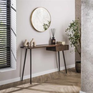 Hal-/kaptafel Carve 1 lade / Massief acacia bruin