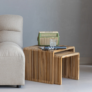 JASMIJN BIJZETTAFEL RECYCLED TEAK NATUREL - SET VAN 2
