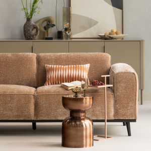 STATEMENT HOEKBANK LINKS CHENILLE VELVET PERZIKROZE