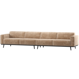 STATEMENT XL 4-ZITS BANK 372 CM CHENILLE VELVET PERZIKROZE