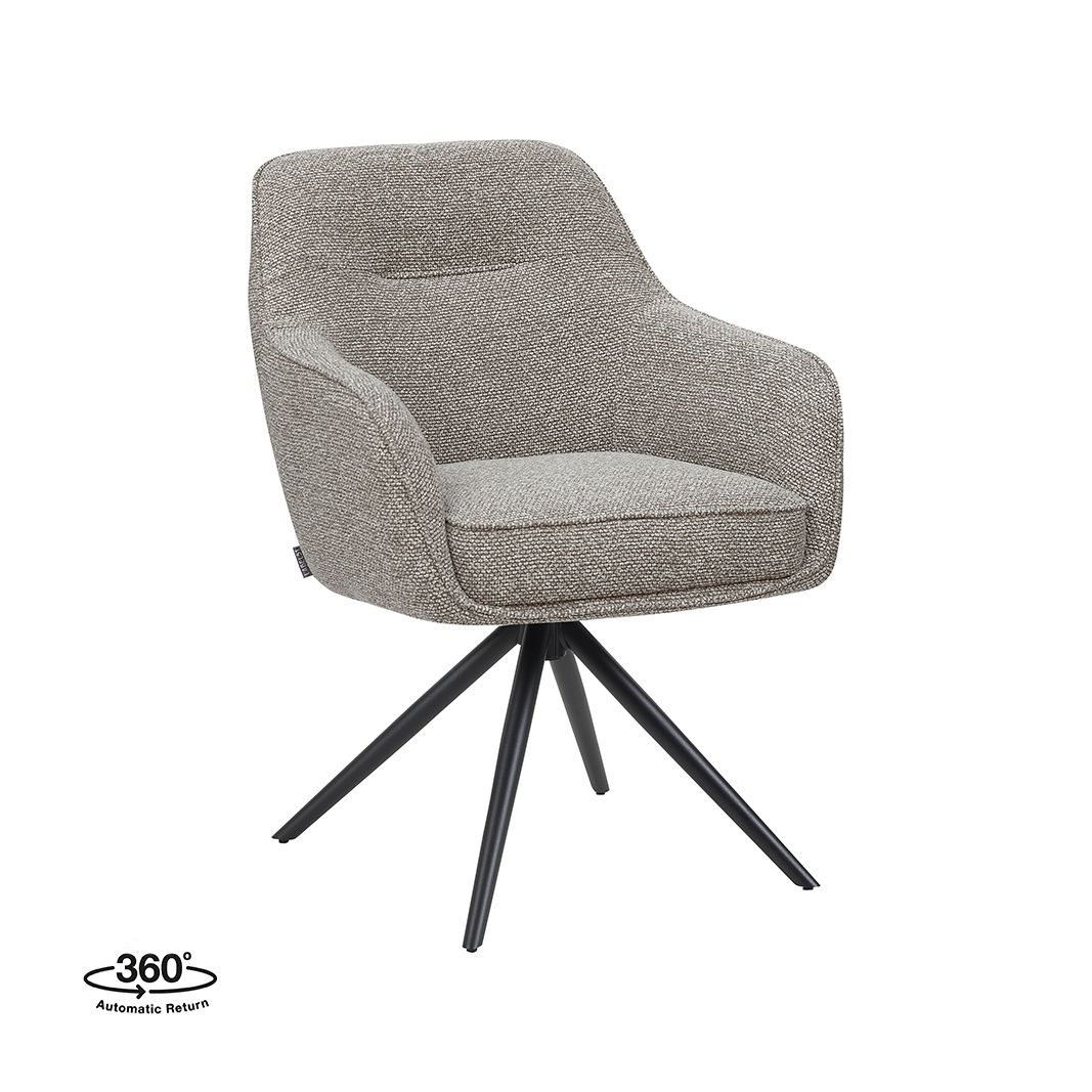 Set V 2 – Eetkamerstoel Akira – Mushroom – – Zwart Metalen Frame