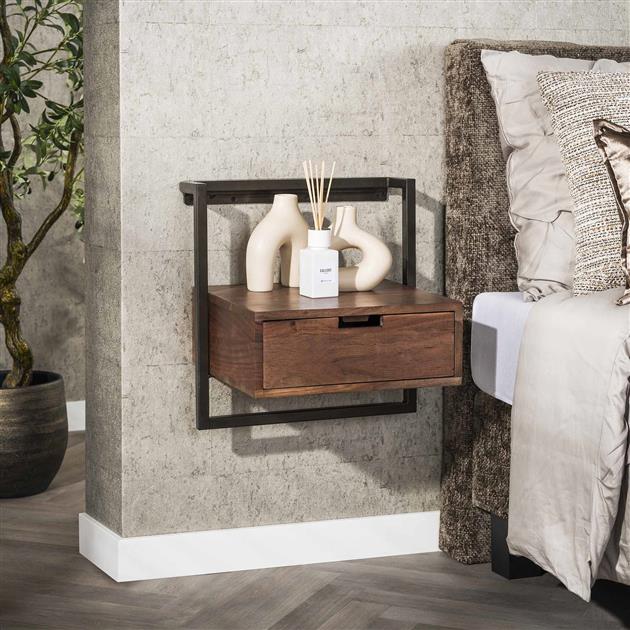 Nachtkastje Air Solid 1 lade / Massief acacia bruin