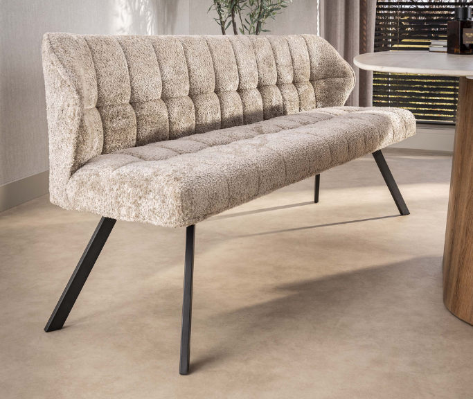 Eetkamerbank Raster / Alura zand-bruin